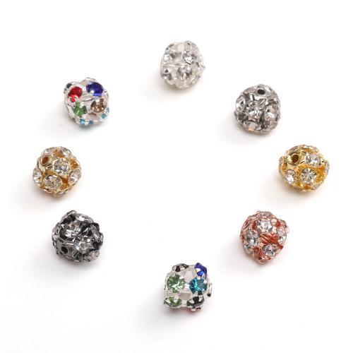 Rhinestone Brass Beads, plated, DIY & different size for choice & with rhinestone, more colors for choice, Hole:Approx 1mm, 10PCs/Bag, Sold By Bag