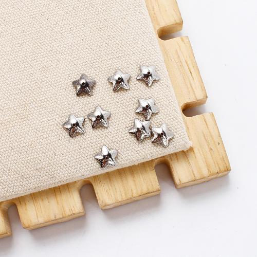 Stainless Steel Bead Cap, 304 Stainless Steel, Star, silver color plated, DIY, silver color, 7.15x1.77x7.18mm, Sold By PC