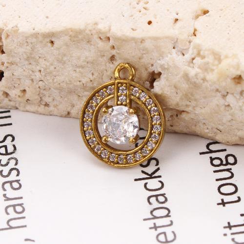 Rhinestone Brass Pendants, Round, plated, DIY & with rhinestone & hollow, golden, nickel, lead & cadmium free, 11.52x3.47x13.80mm, Inner Diameter:Approx 5.09mm, Sold By PC