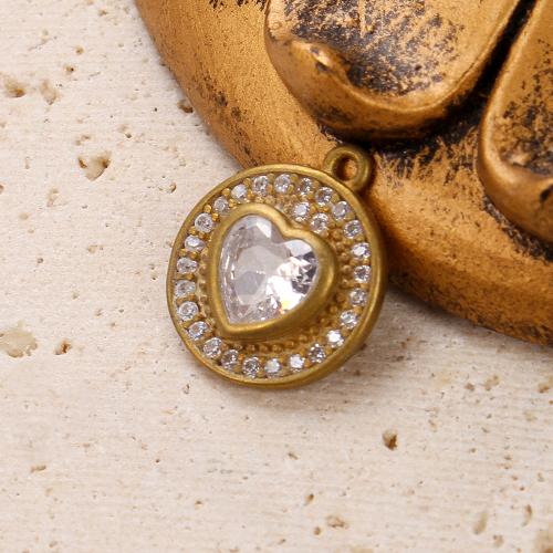 Rhinestone Brass Pendants, Heart, plated, DIY & with rhinestone, golden, nickel, lead & cadmium free, 12.38x3.18x14.46mm, Inner Diameter:Approx 5.09mm, Sold By PC