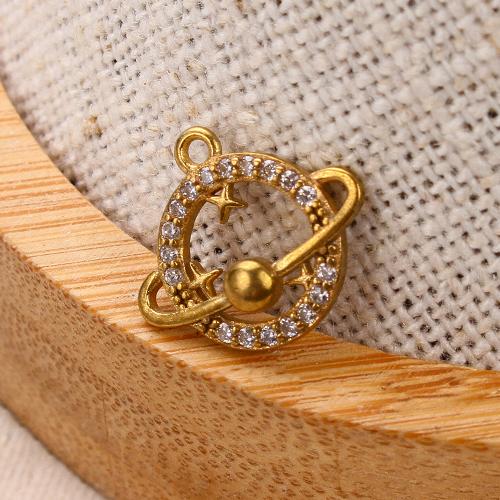 Rhinestone Brass Pendants, plated, DIY & with rhinestone, golden, nickel, lead & cadmium free, 14.78x3.02x12.84mm, Inner Diameter:Approx 5.09mm, Sold By PC