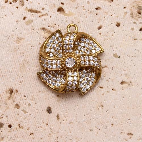Pendentifs strass en laiton, moulin à vent, Placage, DIY & avec strass, doré, protéger l'environnement, sans nickel, plomb et cadmium, 19.29x6.19x21.54mm, Diamètre intérieur:Environ 5.09mm, Vendu par PC