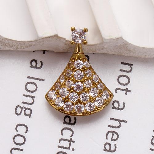 Pendentifs strass en laiton, Placage, DIY & avec strass, doré, protéger l'environnement, sans nickel, plomb et cadmium, 14.04x4.22x18.04mm, Diamètre intérieur:Environ 5.09mm, Vendu par PC