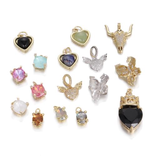 Cubic Zirconia Micro Pave Brass Pendant, with Resin, plated, DIY & micro pave cubic zirconia, golden, nickel, lead & cadmium free, Sold By PC