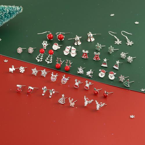 Brass Stud Earring, plated, Christmas Design & different styles for choice & for woman & enamel & with rhinestone, earring length 5-50mm, Sold By Pair