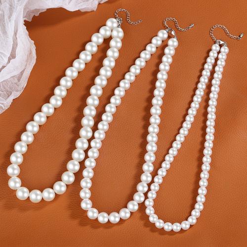 Plastic Pearl Necklace, with Brass, Round, different size for choice & for woman, Length:Approx 16 Inch, Sold By PC