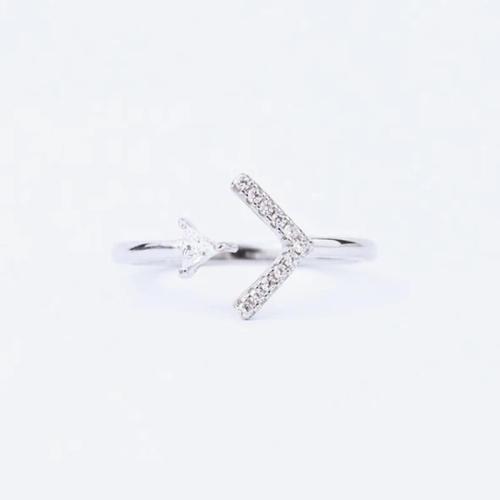 Brass Cuff Finger Ring, arrowhead, platinum plated, different styles for choice & micro pave cubic zirconia & for woman, US Ring Size:6-8, Sold By PC