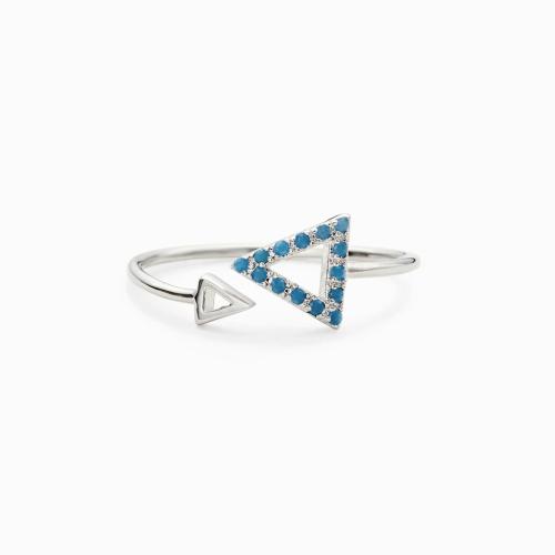 Brass Cuff Finger Ring, Triangle, platinum plated, adjustable & different styles for choice & micro pave cubic zirconia & for woman, US Ring Size:8, Sold By PC
