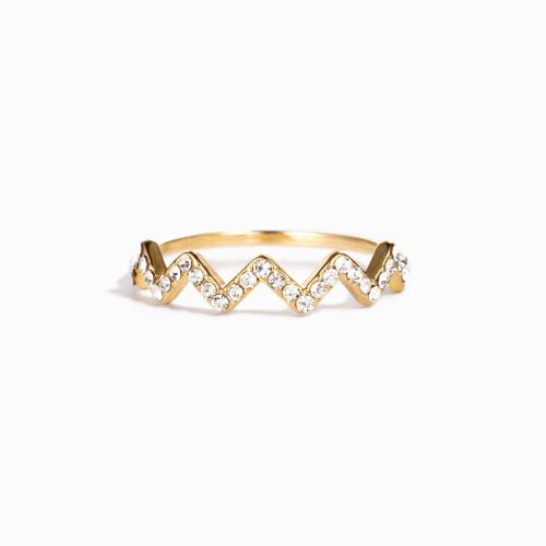 Brass Cuff Finger Ring, Electrocardiographic, plated, different styles for choice & micro pave cubic zirconia & for woman, US Ring Size:8, Sold By PC