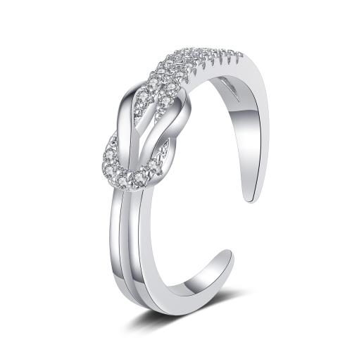 Brass Cuff Finger Ring, platinum plated, different styles for choice & for woman & with rhinestone, US Ring Size:8, Sold By PC