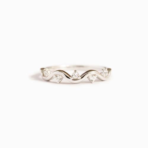 Brass Cuff Finger Ring, platinum plated, micro pave cubic zirconia & for woman, US Ring Size:8, Sold By PC