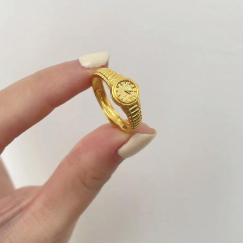Brass Cuff Finger Ring, Clock, gold color plated, different styles for choice & for woman, US Ring Size:8, Sold By PC