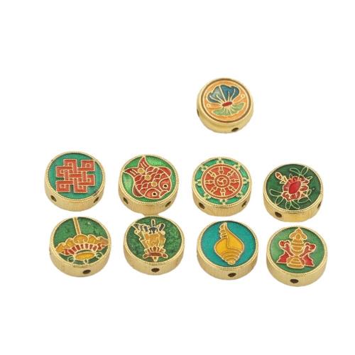 925 Sterling Silver Beads, Flat Round, gold color plated, DIY & different designs for choice & enamel, Sold By PC