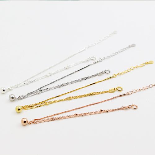 925 Sterling Silver Bracelet Findings, DIY & box chain, more colors for choice, Length:Approx 7.7 Inch, Sold By PC