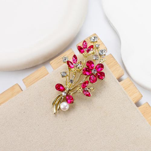 Freshwater Pearl Brooch, Tibetan Style, with Freshwater Pearl, gold color plated, fashion jewelry & with rhinestone, more colors for choice, 38.43x13.33x71.19mm, Sold By PC