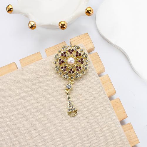 Freshwater Pearl Brooch, Tibetan Style, with Freshwater Pearl, gold color plated, fashion jewelry & with rhinestone, more colors for choice, 34.74x10.29x68.01mm, Sold By PC