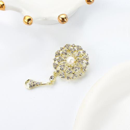 Freshwater Pearl Brooch, Tibetan Style, with Freshwater Pearl, gold color plated, fashion jewelry & with rhinestone, more colors for choice, 33.35x16.16x67.55mm, Sold By PC