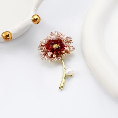 Freshwater Pearl Brooch, Tibetan Style, with Freshwater Pearl, Flower, gold color plated, fashion jewelry & enamel, more colors for choice, 34.34x12.01x55.71mm, Sold By PC