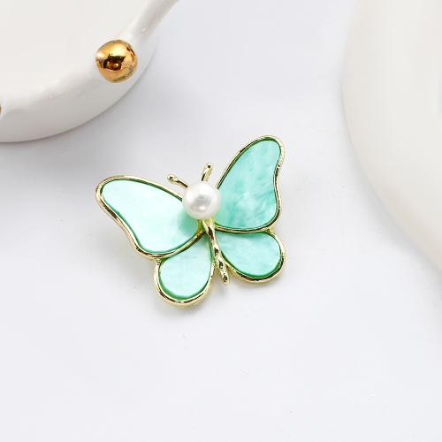 Freshwater Pearl Brooch, Tibetan Style, with Shell & Freshwater Pearl, Butterfly, gold color plated, fashion jewelry, more colors for choice, 42x15.19x31.35mm, Sold By PC