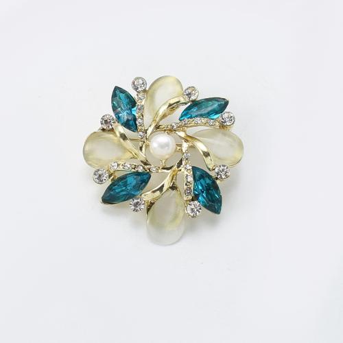 Freshwater Pearl Brooch, Tibetan Style, with Freshwater Pearl & Resin, Flower, gold color plated, fashion jewelry & with rhinestone, more colors for choice, 42.70x18.28x46.11mm, Sold By PC