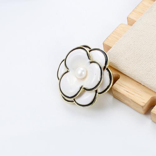 Freshwater Pearl Brooch, Tibetan Style, with Freshwater Pearl, Flower, gold color plated, fashion jewelry & enamel, more colors for choice, 38.55x14.60x37.98mm, Sold By PC