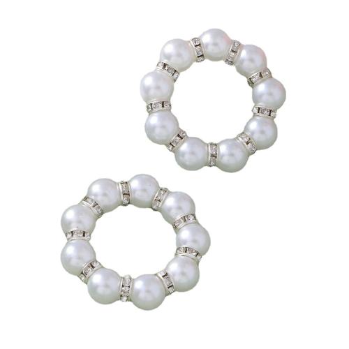 Plastic Pearl Napkin Ring, handmade, multifunctional & with rhinestone, white, Sold By PC