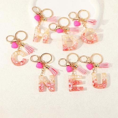 Bag Purse Charms Keyrings Keychains, Tibetan Style, with Resin, Alphabet Letter, epoxy gel, multifunctional & Unisex & different designs for choice, pink, Sold By PC