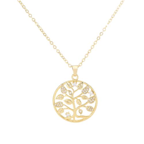 Collier en laiton cubique Zircon Micro Pave, Placage, pavé de micro zircon & pour femme & creux, doré, Vendu par PC