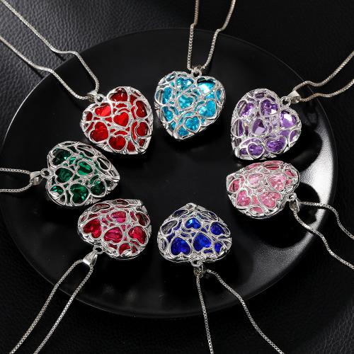 Tibetan Style Jewelry Necklace, with Rhinestone, plated, fashion jewelry & for woman & hollow, more colors for choice, Sold By PC
