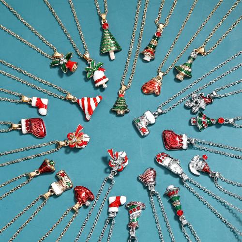 Christmas Necklaces, Brass, plated, Christmas Design & different styles for choice & for woman & enamel & with rhinestone, more colors for choice, Sold By PC
