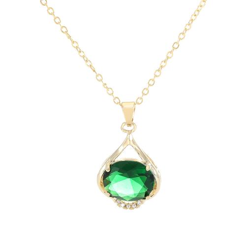 Collier en laiton cubique Zircon Micro Pave, Placage, pavé de micro zircon & pour femme & creux, doré, Vendu par PC