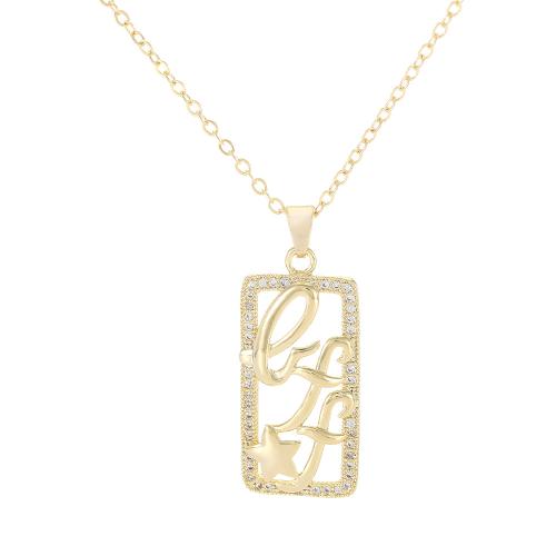 Collier en laiton cubique Zircon Micro Pave, Placage, pavé de micro zircon & pour femme & creux, doré, Vendu par PC