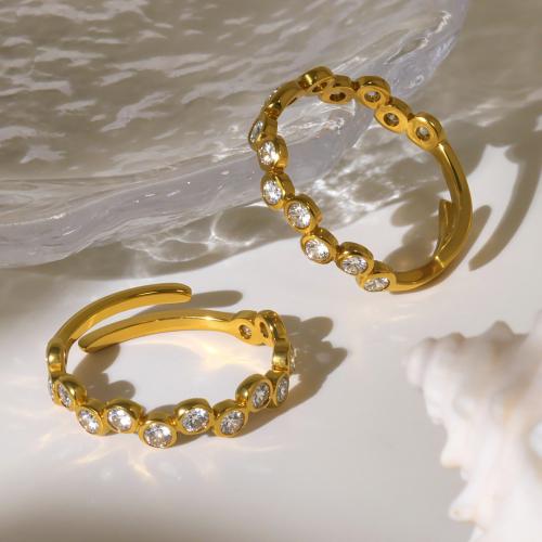 Zirkonia Edelstahl-Finger- Ring, 304 Edelstahl, plattiert, Modeschmuck & Micro pave Zirkonia & für Frau, keine, verkauft von PC