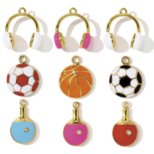 Stainless Steel Pendants, 304 Stainless Steel, plated, DIY & enamel & with rhinestone, more colors for choice, 3PCs/Bag, Sold By Bag