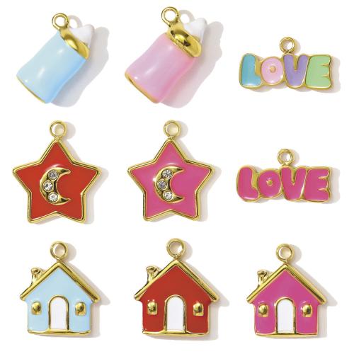 Stainless Steel Pendants, 304 Stainless Steel, plated, DIY & enamel & with rhinestone, more colors for choice, 3PCs/Bag, Sold By Bag