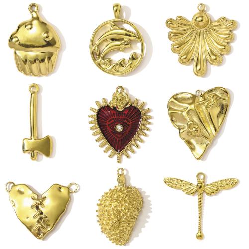 Stainless Steel Pendants, 304 Stainless Steel, plated, DIY & enamel & with rhinestone, more colors for choice, 3PCs/Bag, Sold By Bag