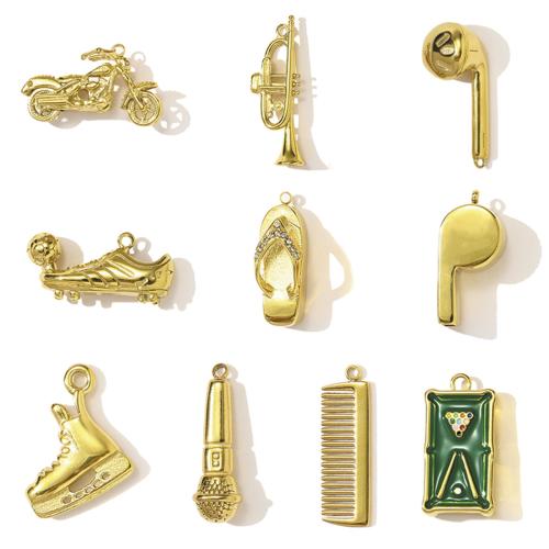 Stainless Steel Pendants, 304 Stainless Steel, plated, DIY & enamel & with rhinestone, more colors for choice, 3PCs/Bag, Sold By Bag