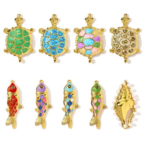 Stainless Steel Pendants, 304 Stainless Steel, with ABS Plastic Pearl, gold color plated, DIY & enamel, golden, 3PCs/Bag, Sold By Bag