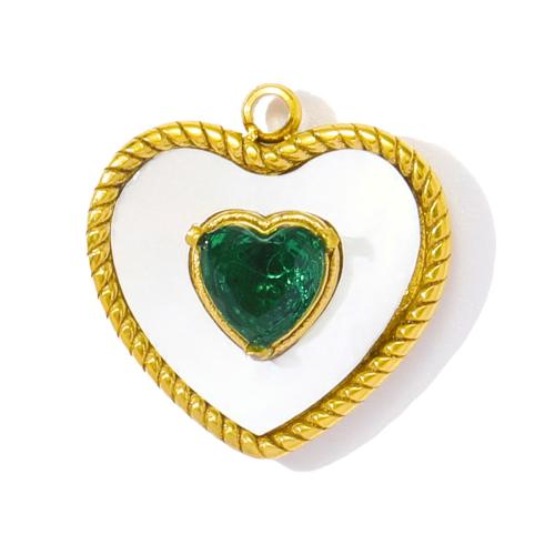 Bijoux pendentifs en acier inoxydable , Acier inoxydable 304, avec Plastique ABS perle, Placage, DIY & pavé de micro zircon & émail & avec strass, plus de couleurs à choisir, 3PC/sac, Vendu par sac