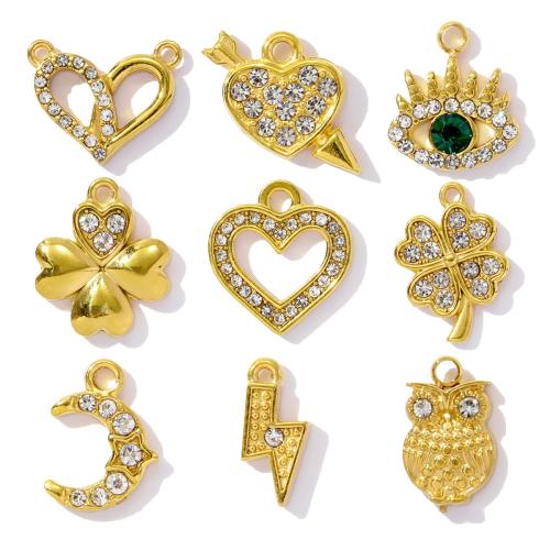 Bijoux pendentifs en acier inoxydable , Acier inoxydable 304, Placage, DIY & avec strass, plus de couleurs à choisir, 3PC/sac, Vendu par sac