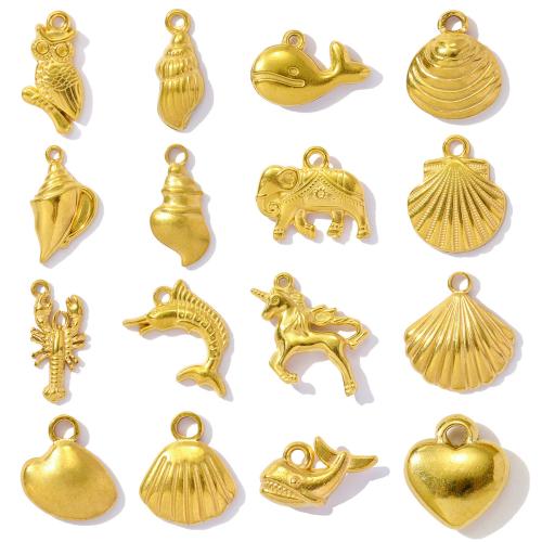 Acier inoxydable animaux Pendentifs, Acier inoxydable 304, Placage, DIY, doré, 3PC/sac, Vendu par sac
