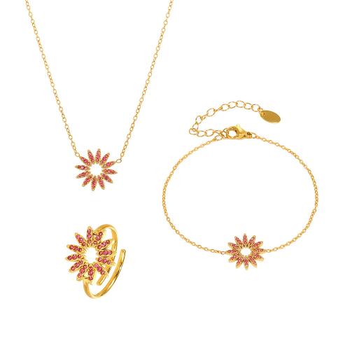 Cubic Zirconia Stainless Steel Jewelry Sets, 304 Stainless Steel, plated, micro pave cubic zirconia & for woman, more colors for choice, Sold By PC
