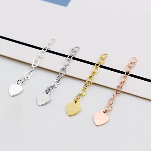 925 Sterling Silver Extender Chain, Heart, DIY, more colors for choice, Length:Approx 3 cm, Sold By PC