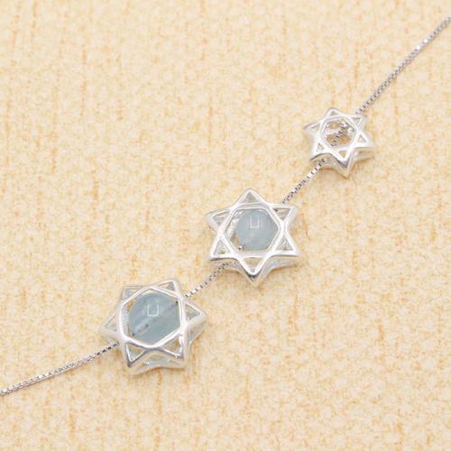 925 Sterling Silver Beads, Hexagram, DIY & different size for choice & hollow, silver color, Sold By PC