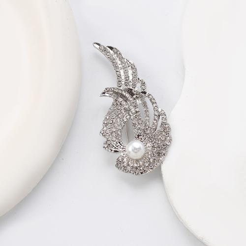 Freshwater Pearl Brooch, Tibetan Style, with Freshwater Pearl, Wing Shape, gold color plated, fashion jewelry & with rhinestone, more colors for choice, 58.67x11.69x28.27mm, Sold By PC