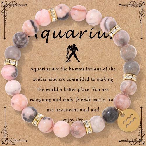 Gemstone Bracelets, Natural Stone, with Tibetan Style, 12 Signs of the Zodiac, gold color plated, fashion jewelry & with rhinestone, more colors for choice, Sold By PC