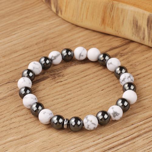 Gemstone Bracelets, Non Magnetic Hematite, with Natural Stone, gold color plated, fashion jewelry, more colors for choice, Sold By PC