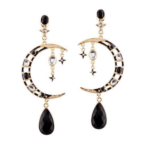 Resin Earring, Tibetan Style, with Resin, plated, fashion jewelry & for woman & hollow, black, Sold By Pair