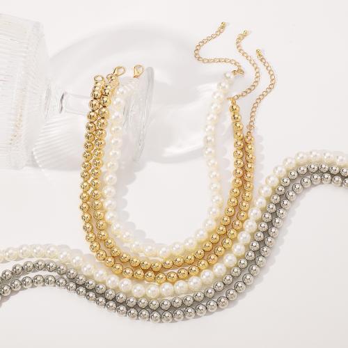 Collier de perles en plastique, avec perle de plastique, trois pièces & bijoux de mode & pour femme, plus de couleurs à choisir, Vendu par fixé