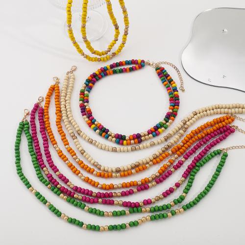 Colliers CCB, bois, avec plastique revêtu de cuivre, fait à la main, Double couche & bijoux de mode & pour femme, plus de couleurs à choisir, Vendu par PC